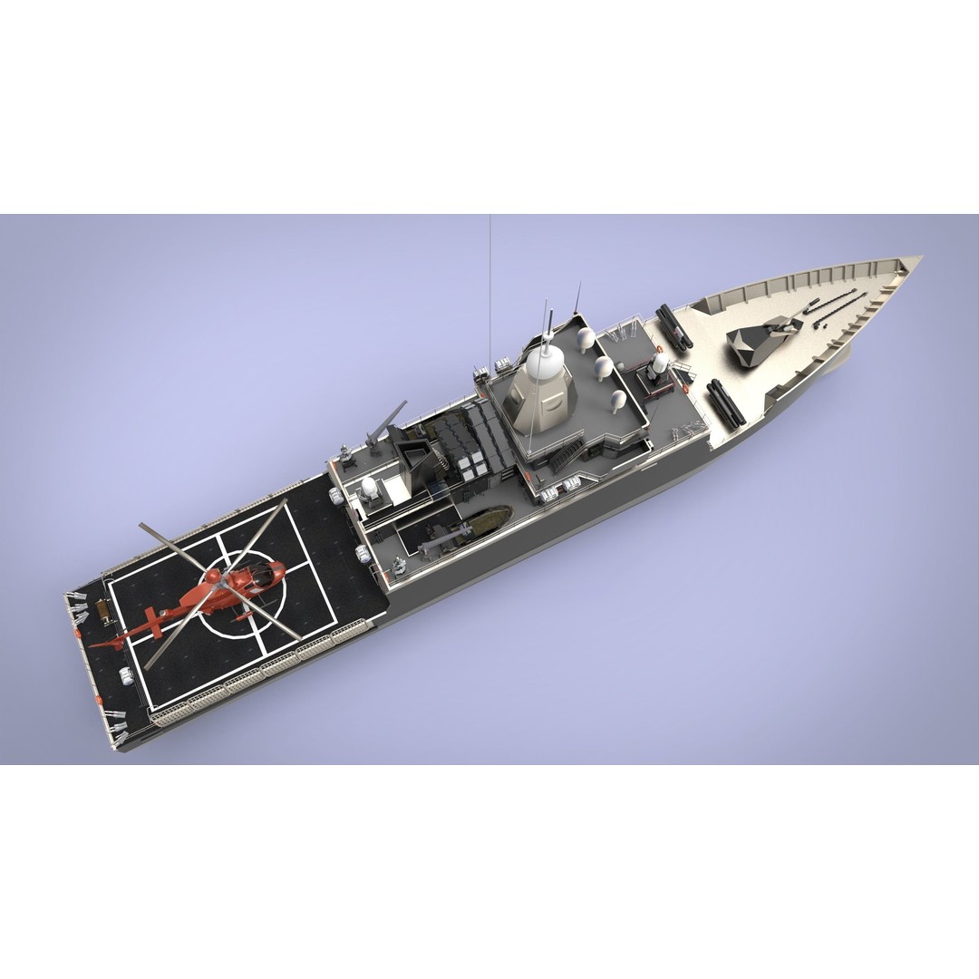 Fast Missile Boat 3D Model – Low Poly Military Watercraft, FBX - View 10