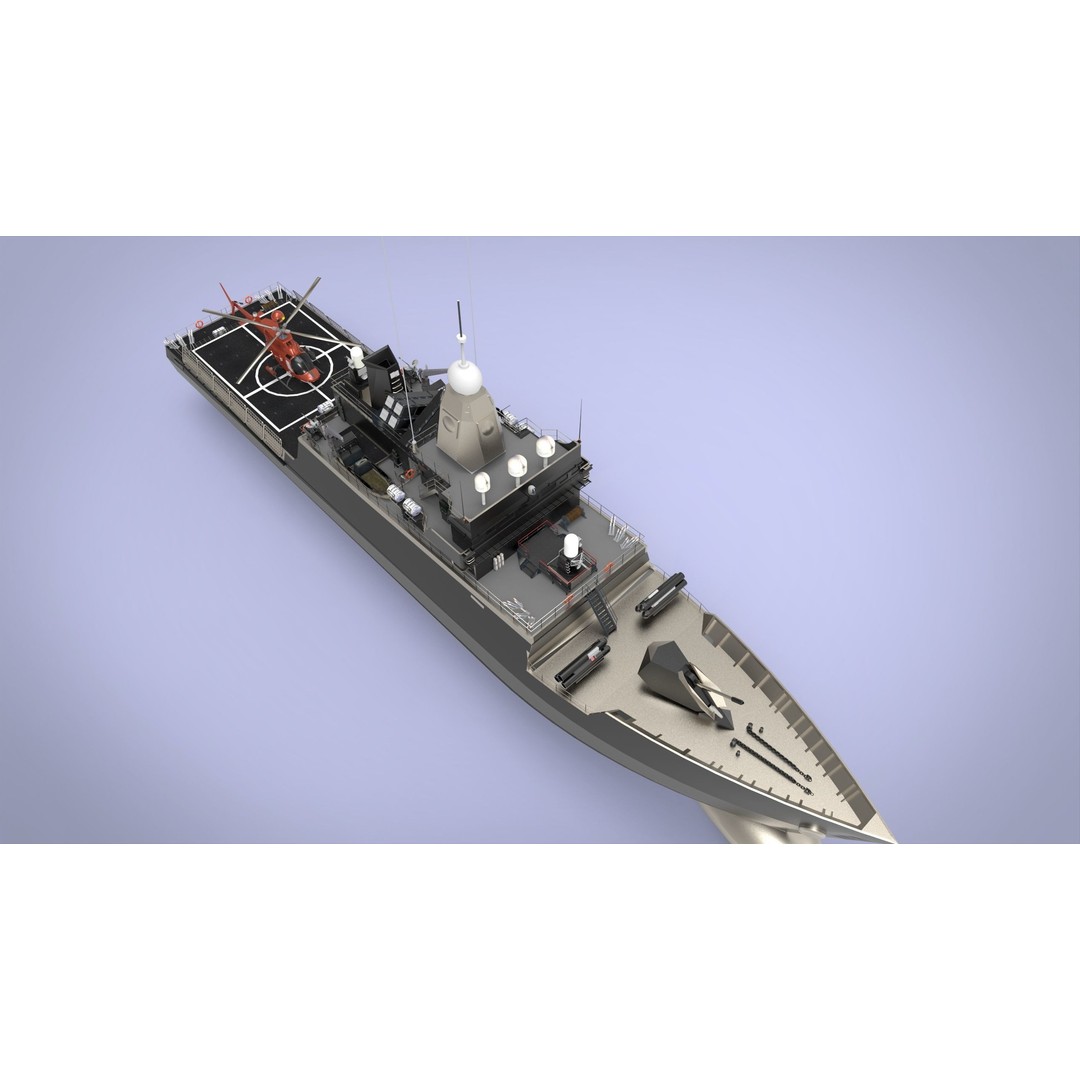 Fast Missile Boat 3D Model – Low Poly Military Watercraft, FBX - View 12