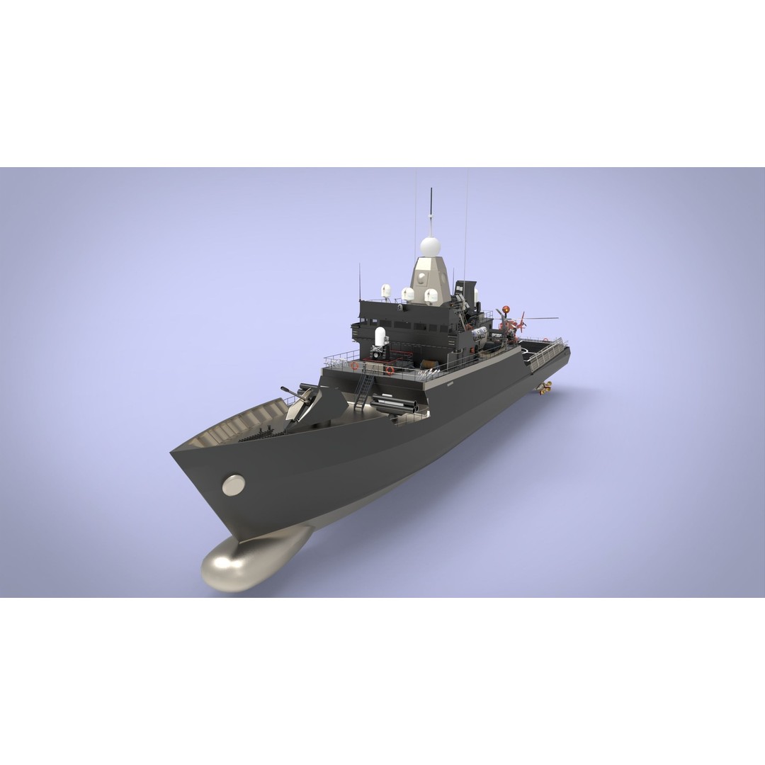 Fast Missile Boat 3D Model – Low Poly Military Watercraft, FBX - View 3