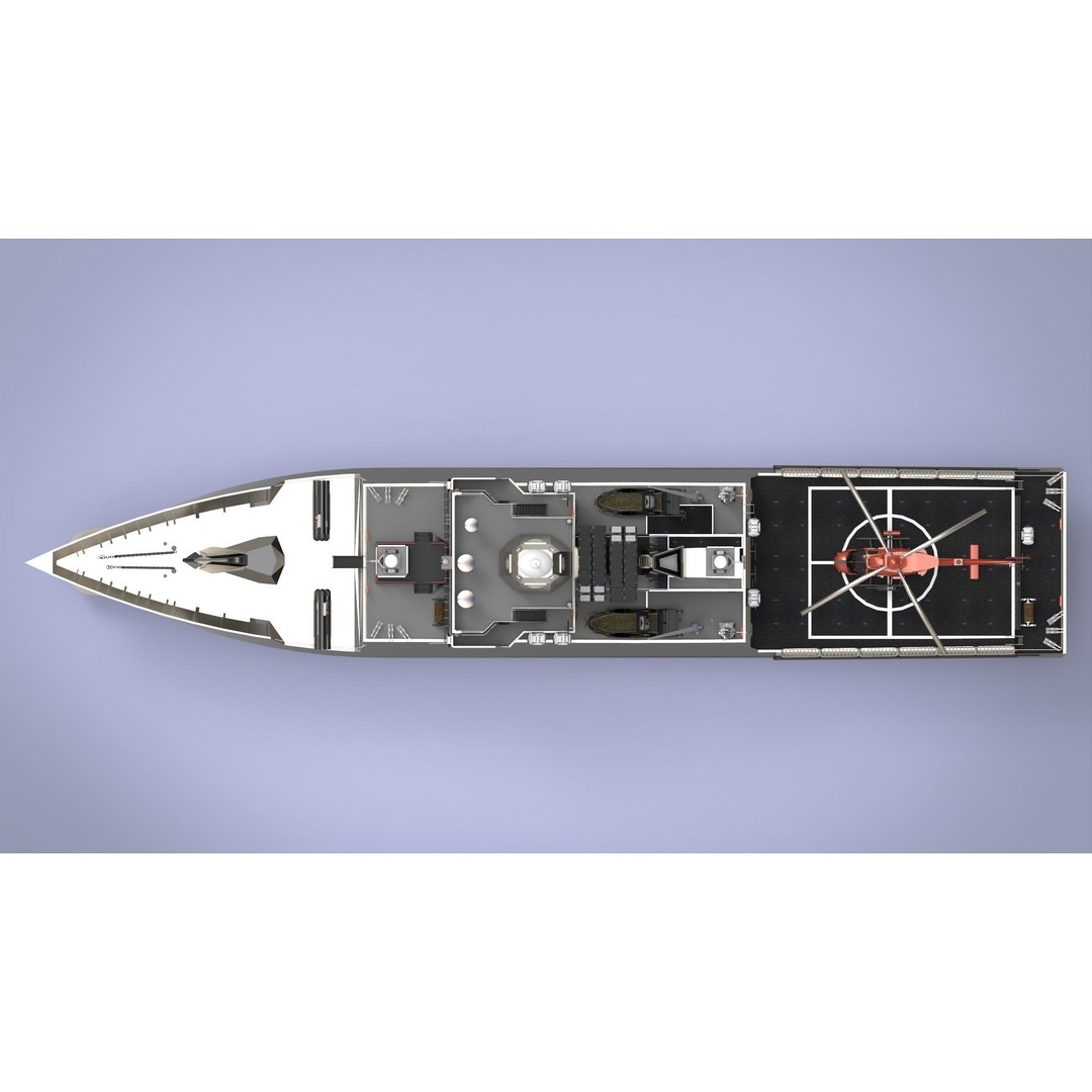 Fast Missile Boat 3D Model – Low Poly Military Watercraft, FBX - View 6