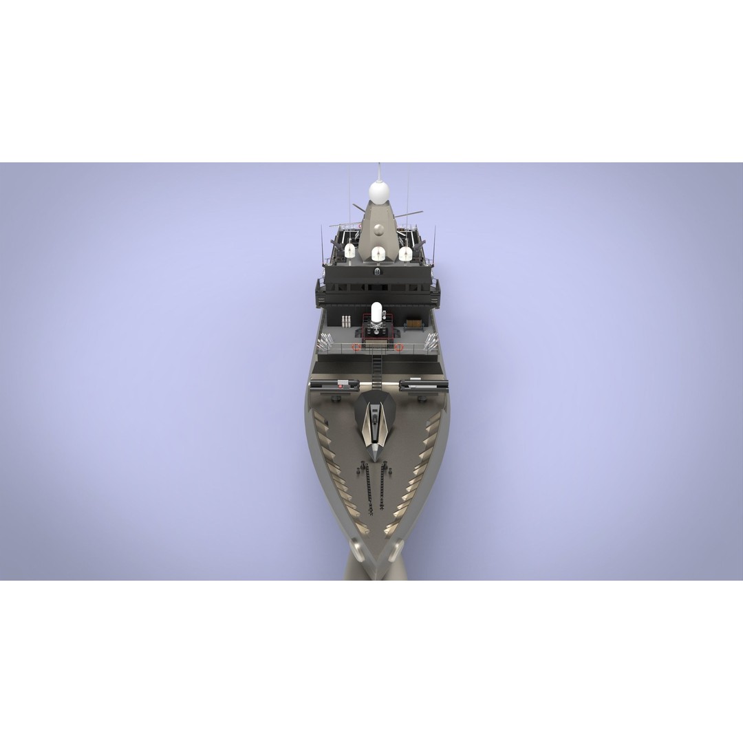 Fast Missile Boat 3D Model – Low Poly Military Watercraft, FBX - View 7