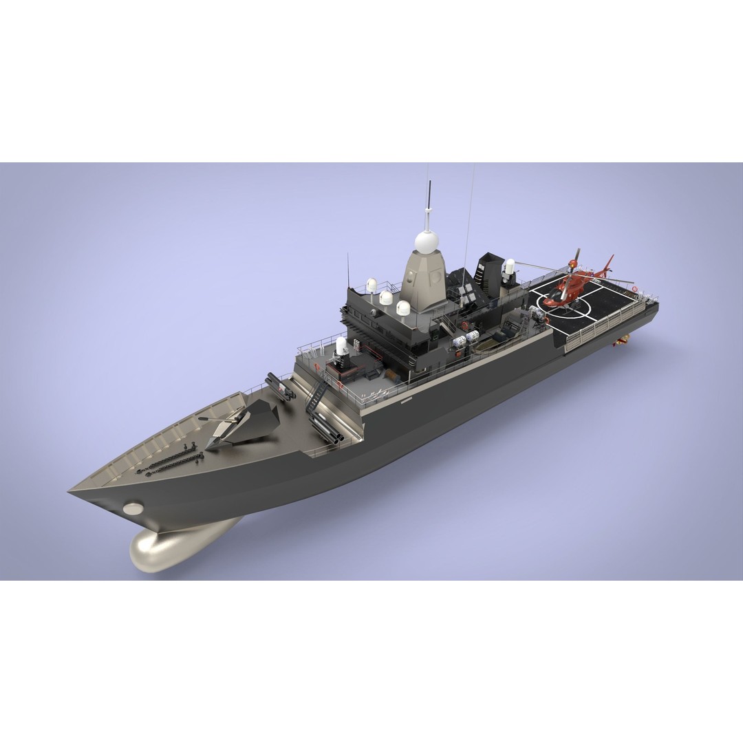 Fast Missile Boat 3D Model – Low Poly Military Watercraft, FBX - View 8