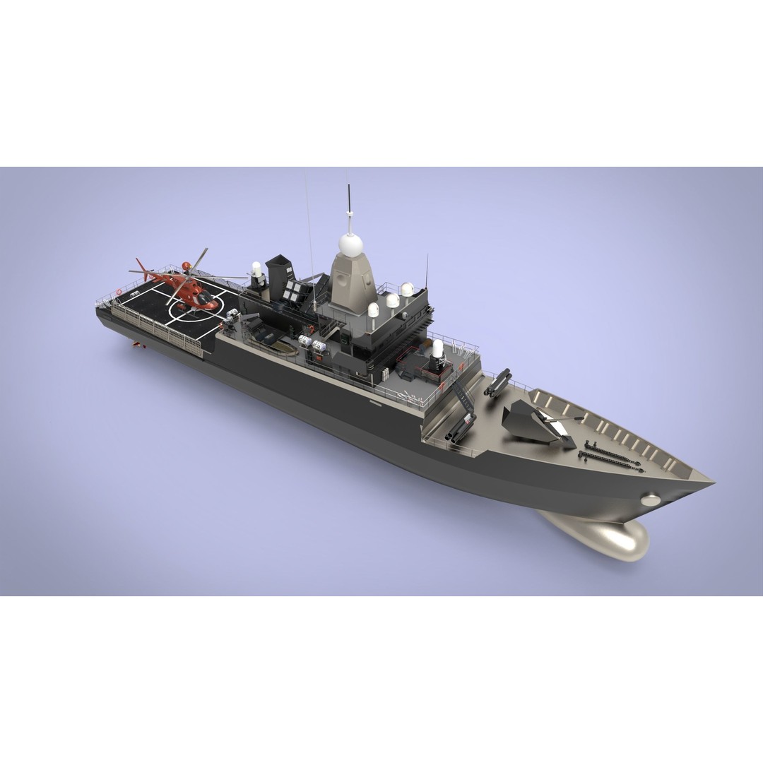 Fast Missile Boat 3D Model – Low Poly Military Watercraft, FBX - View 9