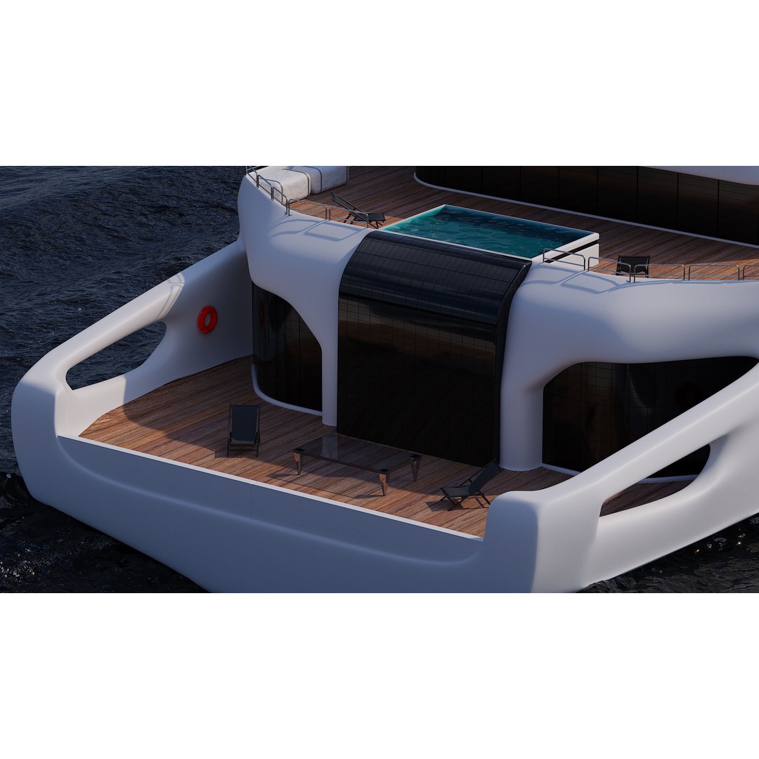 Superyacht 3D Model – Luxury Motor Yacht, PBR Textures, FBX - View 12