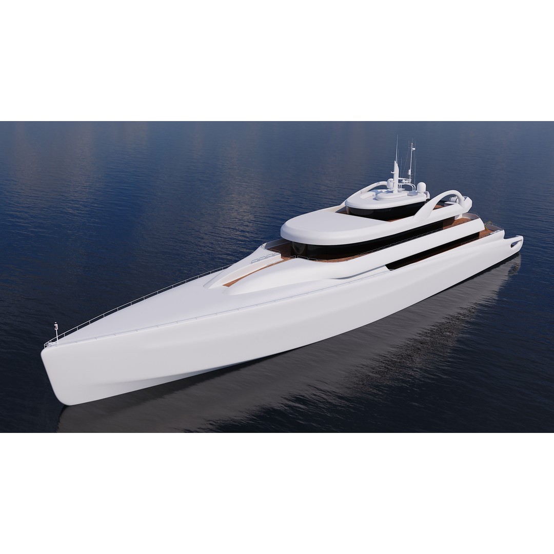 Superyacht 3D Model – Luxury Motor Yacht, PBR Textures, FBX - View 3
