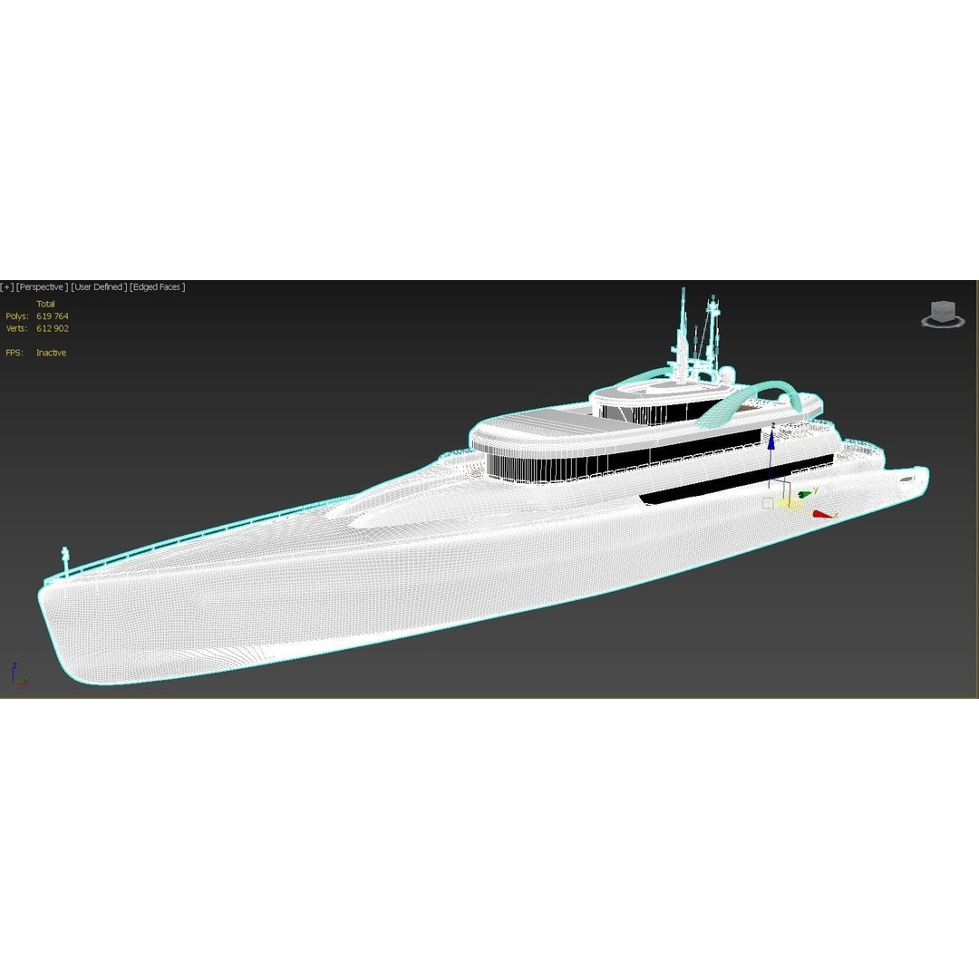 Superyacht 3D Model – Luxury Motor Yacht, PBR Textures, FBX - View 4