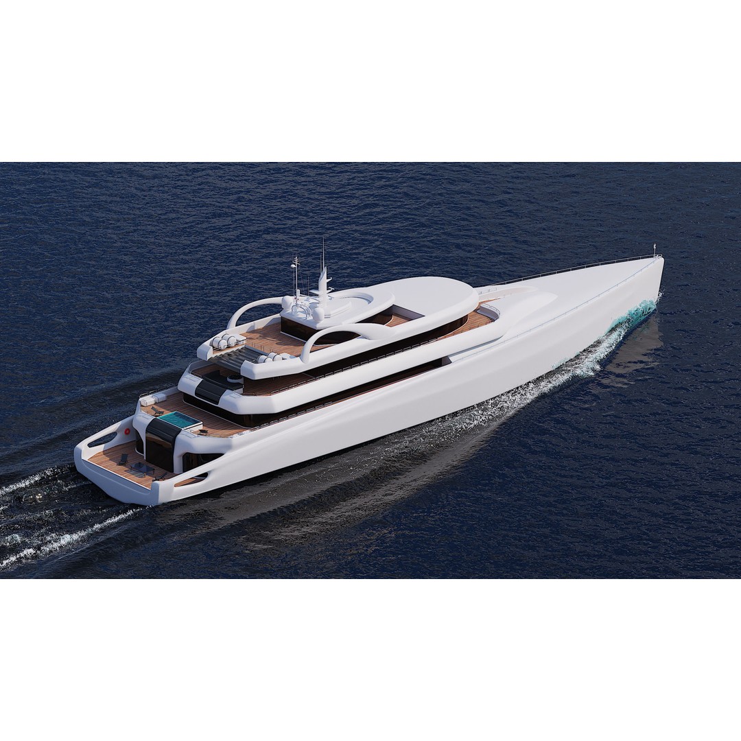 Superyacht 3D Model – Luxury Motor Yacht, PBR Textures, FBX - View 7
