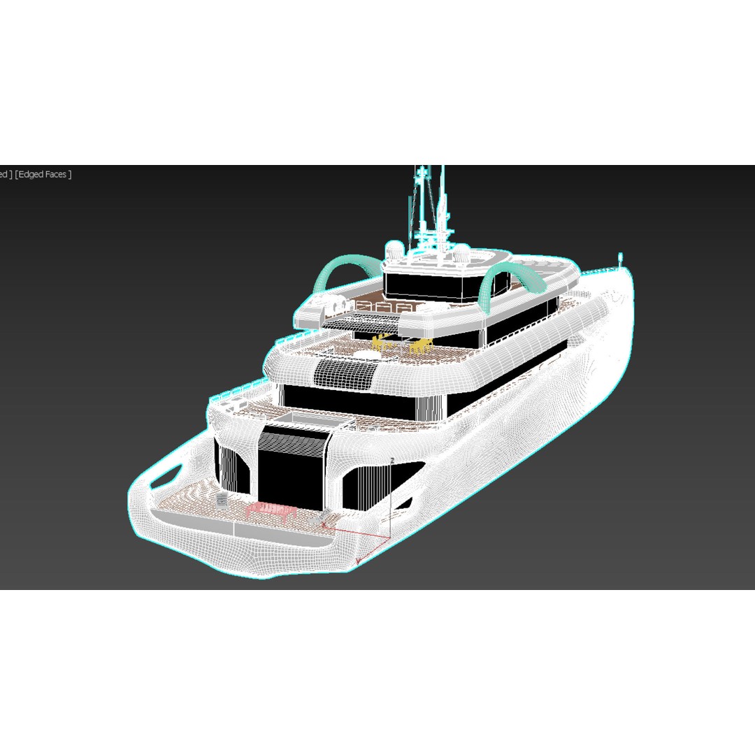 Superyacht 3D Model – Luxury Motor Yacht, PBR Textures, FBX - View 8