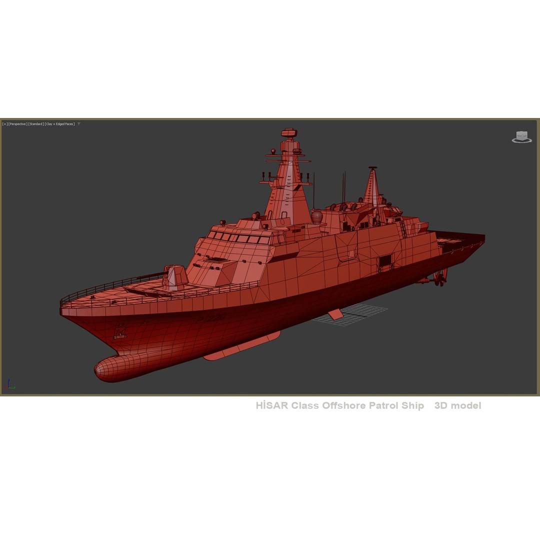 TCG HISAR Class Offshore Patrol Ship 3D Model – Military Watercraft, Rigged, FBX