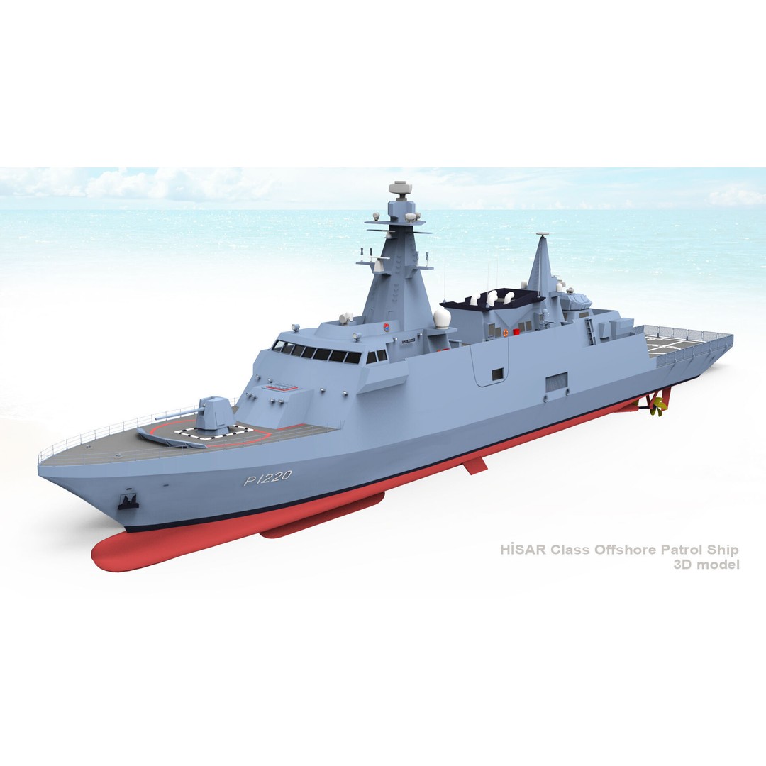 TCG HISAR Class Offshore Patrol Ship 3D Model – Military Watercraft, Rigged, FBX - View 11