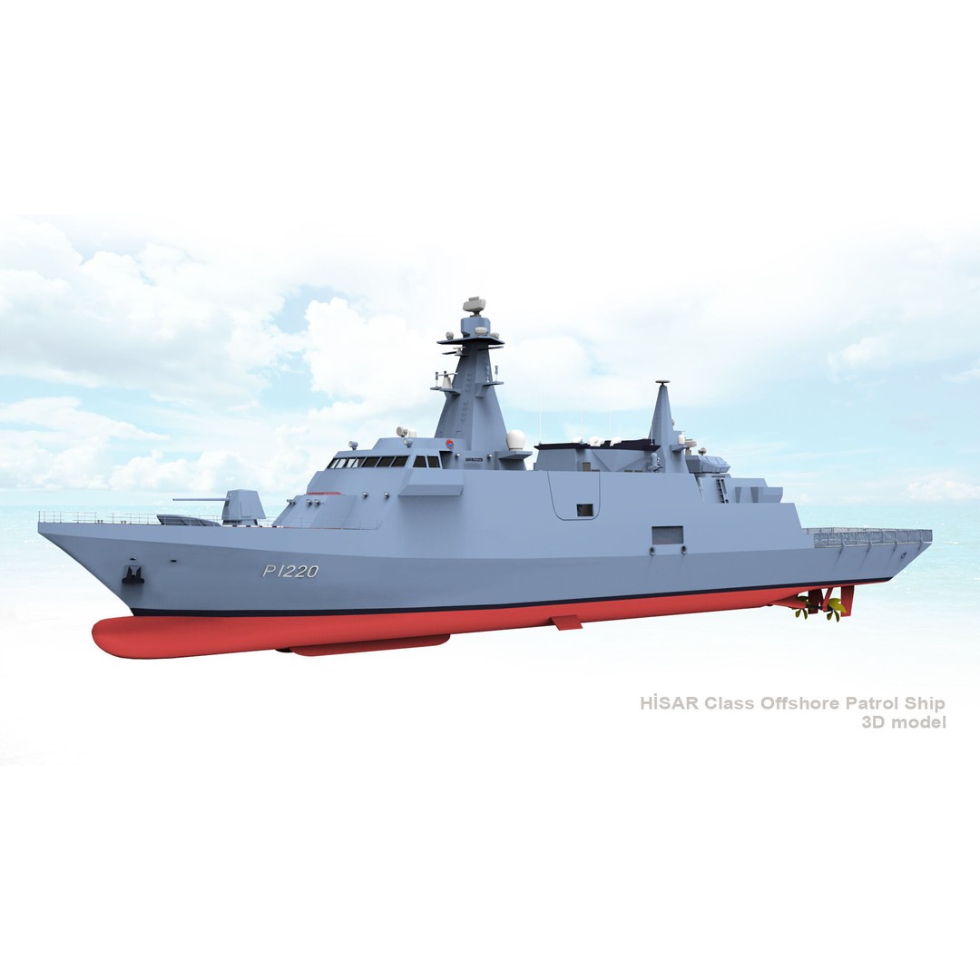 TCG HISAR Class Offshore Patrol Ship 3D Model – Military Watercraft, Rigged, FBX - View 12