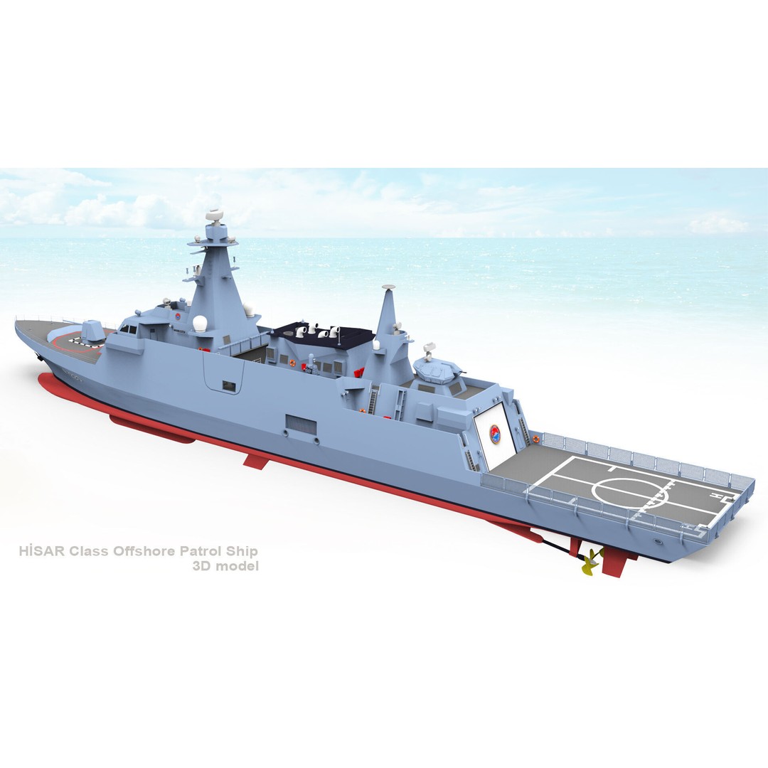 TCG HISAR Class Offshore Patrol Ship 3D Model – Military Watercraft, Rigged, FBX - View 13