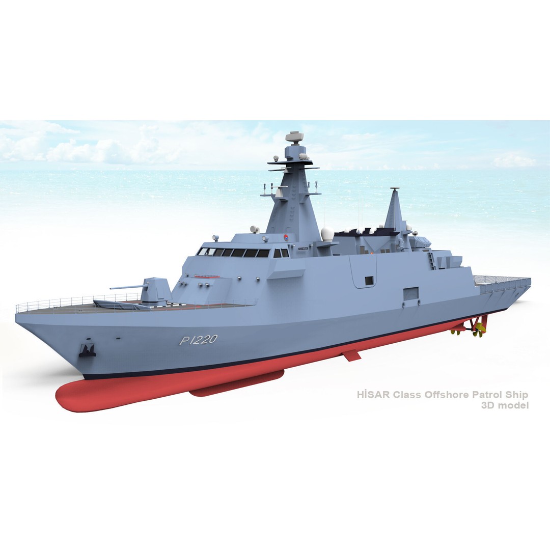 TCG HISAR Class Offshore Patrol Ship 3D Model – Military Watercraft, Rigged, FBX - View 14