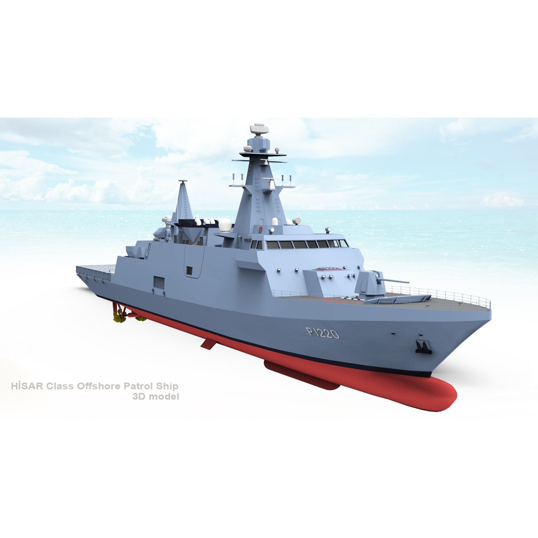 TCG HISAR Class Offshore Patrol Ship 3D Model – Military Watercraft, Rigged, FBX - View 15