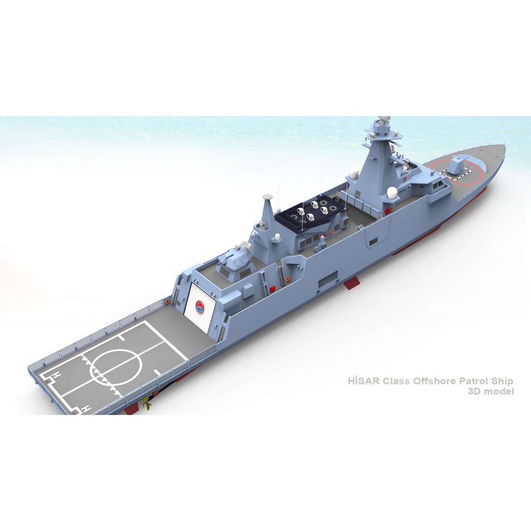 TCG HISAR Class Offshore Patrol Ship 3D Model – Military Watercraft, Rigged, FBX - View 16