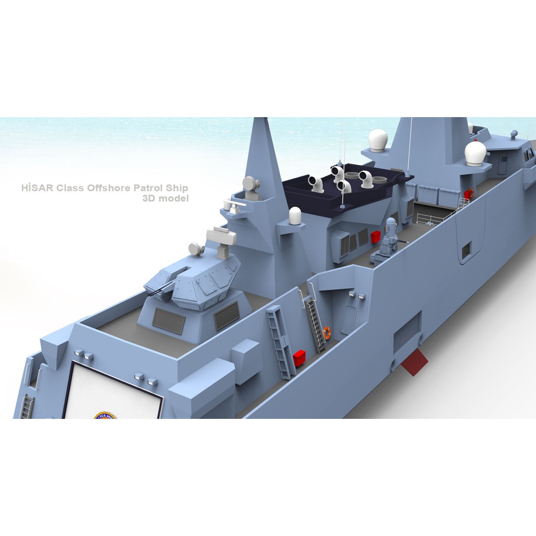 TCG HISAR Class Offshore Patrol Ship 3D Model – Military Watercraft, Rigged, FBX - View 17