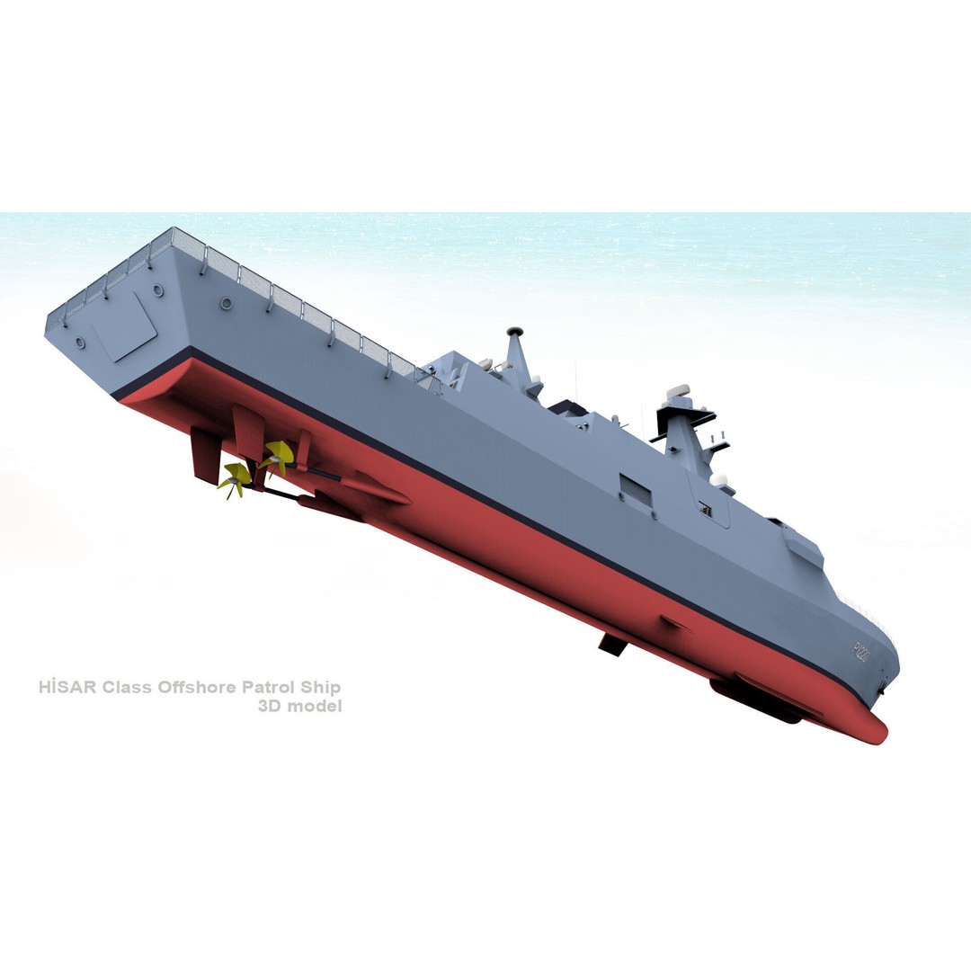 TCG HISAR Class Offshore Patrol Ship 3D Model – Military Watercraft, Rigged, FBX - View 18