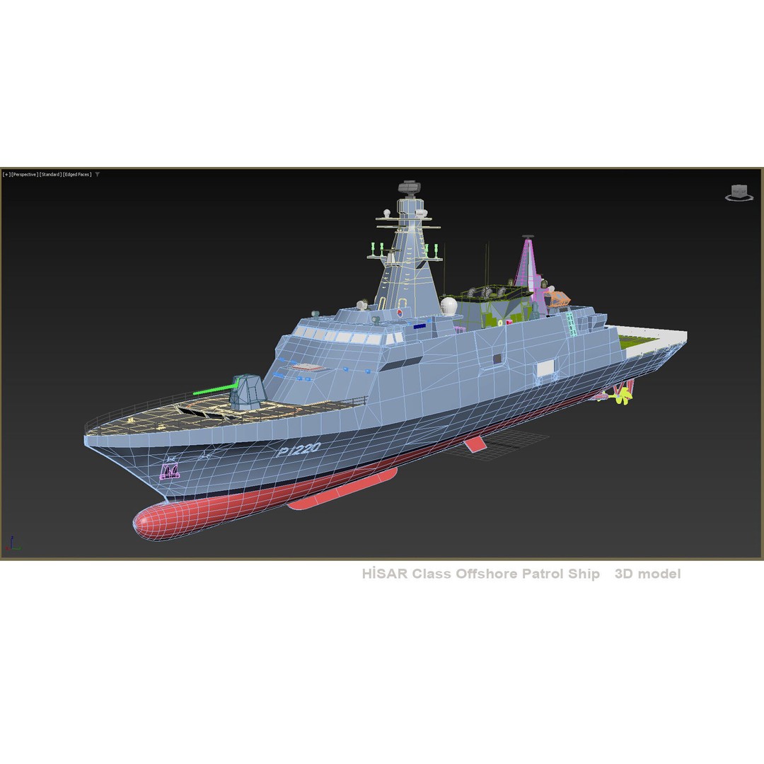 TCG HISAR Class Offshore Patrol Ship 3D Model – Military Watercraft, Rigged, FBX - View 19