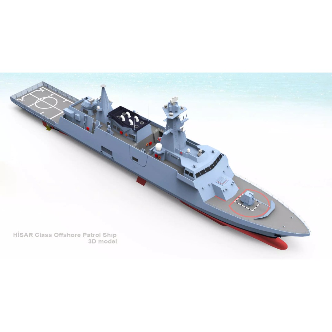 TCG HISAR Class Offshore Patrol Ship 3D Model – Military Watercraft, Rigged, FBX - View 2