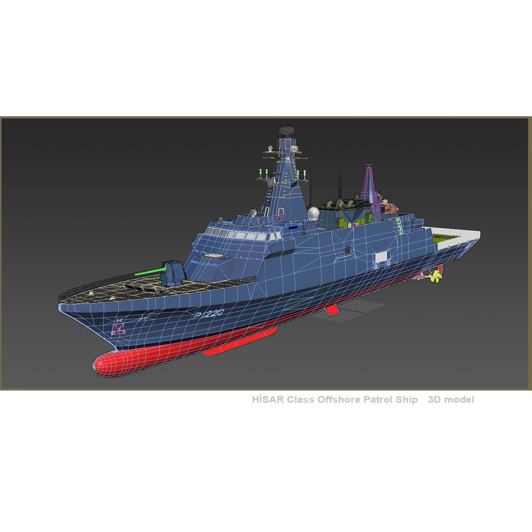 TCG HISAR Class Offshore Patrol Ship 3D Model – Military Watercraft, Rigged, FBX - View 20