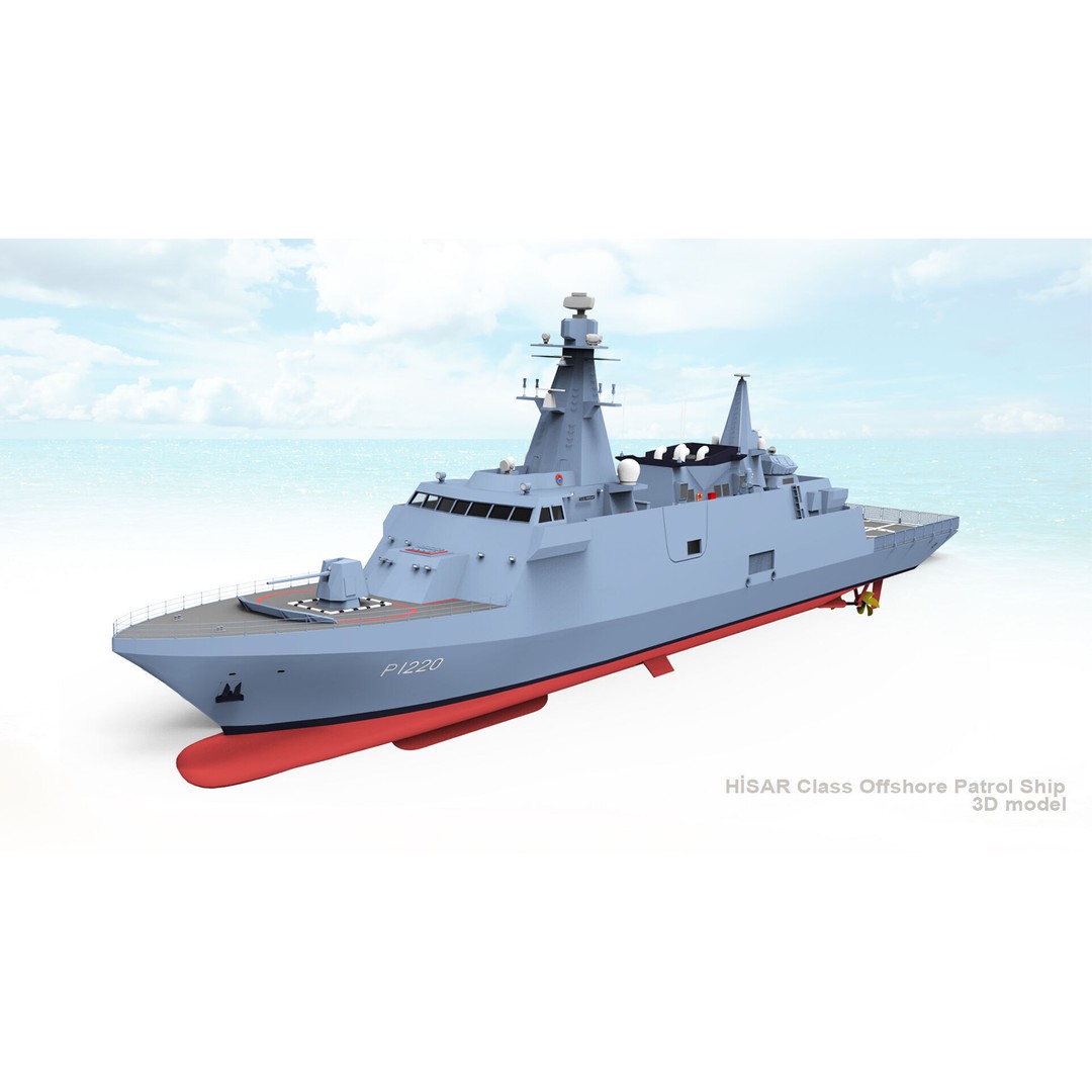 TCG HISAR Class Offshore Patrol Ship 3D Model – Military Watercraft, Rigged, FBX - View 3
