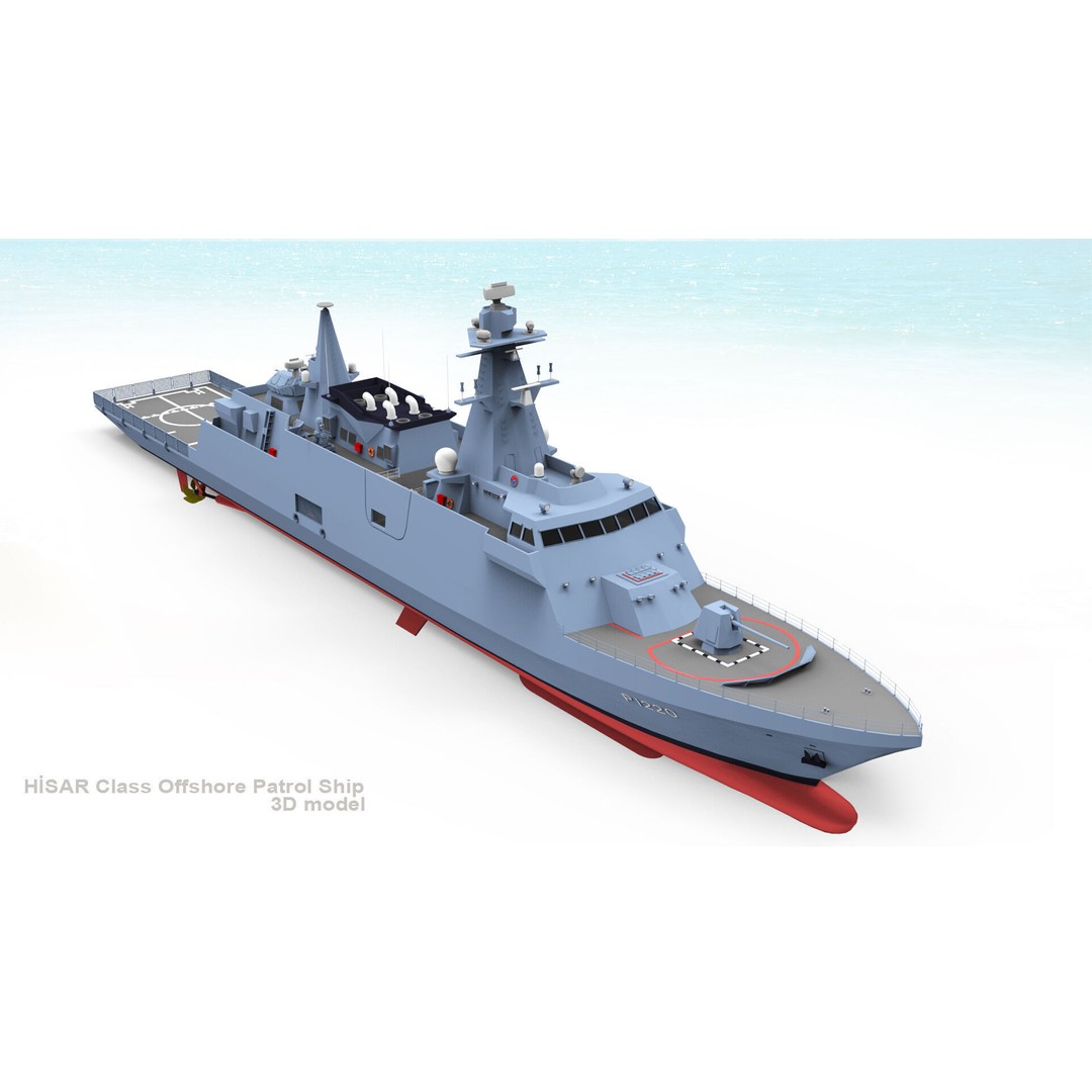 TCG HISAR Class Offshore Patrol Ship 3D Model – Military Watercraft, Rigged, FBX - View 4