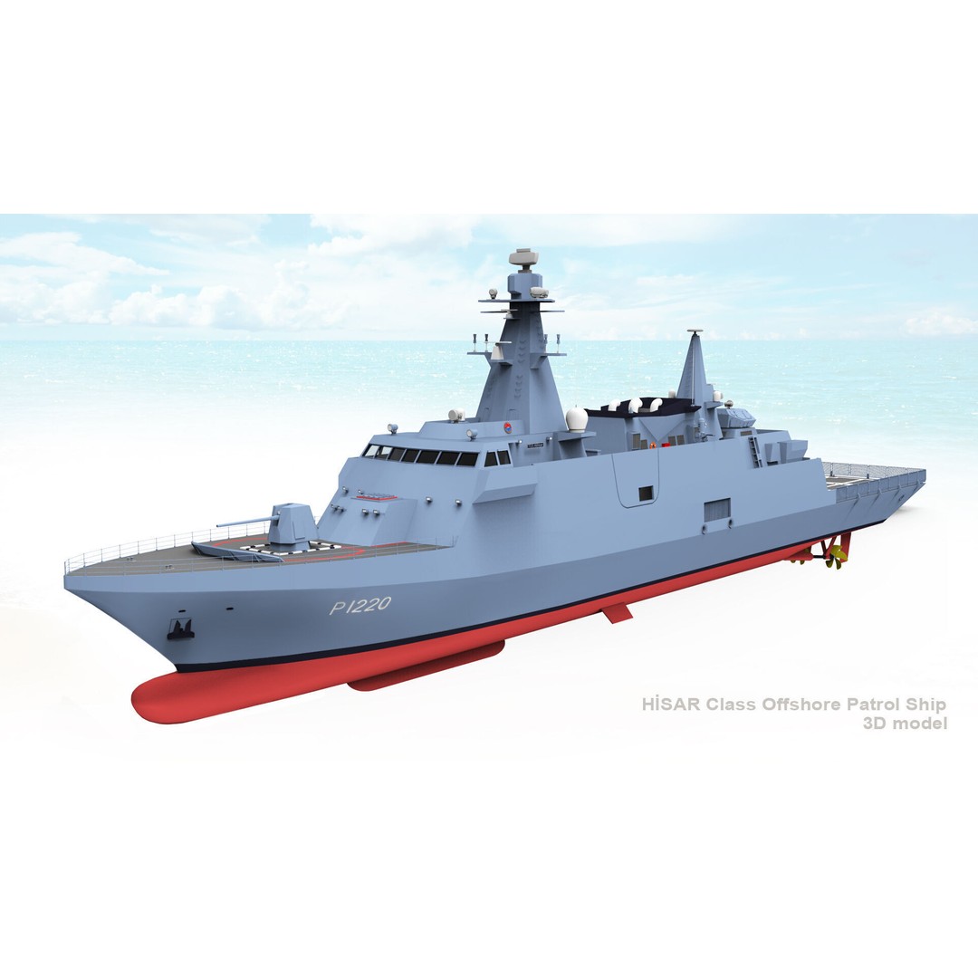 TCG HISAR Class Offshore Patrol Ship 3D Model – Military Watercraft, Rigged, FBX - View 5