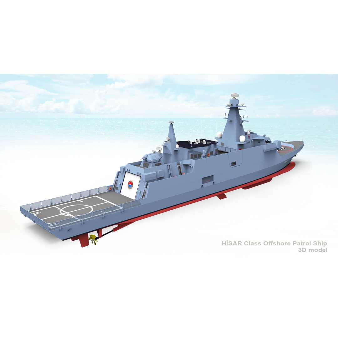 TCG HISAR Class Offshore Patrol Ship 3D Model – Military Watercraft, Rigged, FBX - View 6