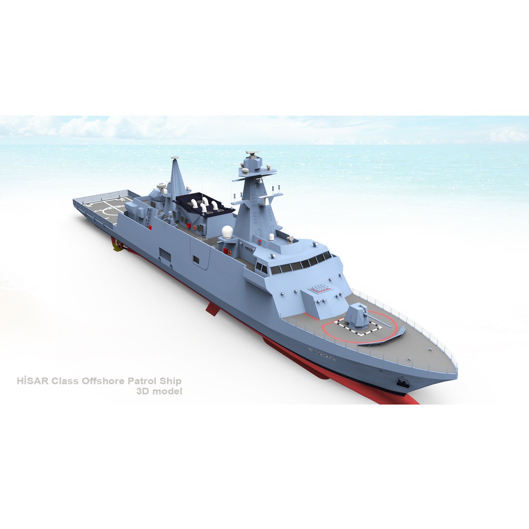 TCG HISAR Class Offshore Patrol Ship 3D Model – Military Watercraft, Rigged, FBX - View 7