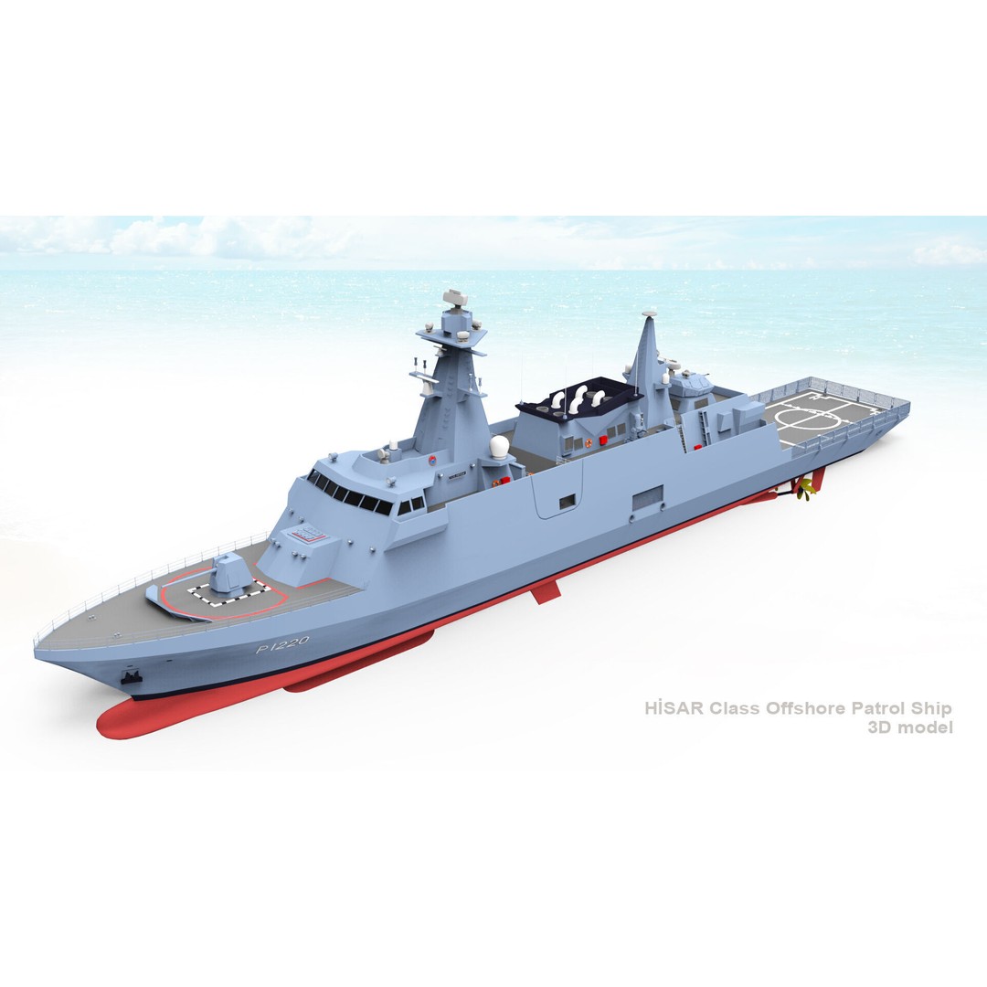 TCG HISAR Class Offshore Patrol Ship 3D Model – Military Watercraft, Rigged, FBX - View 9