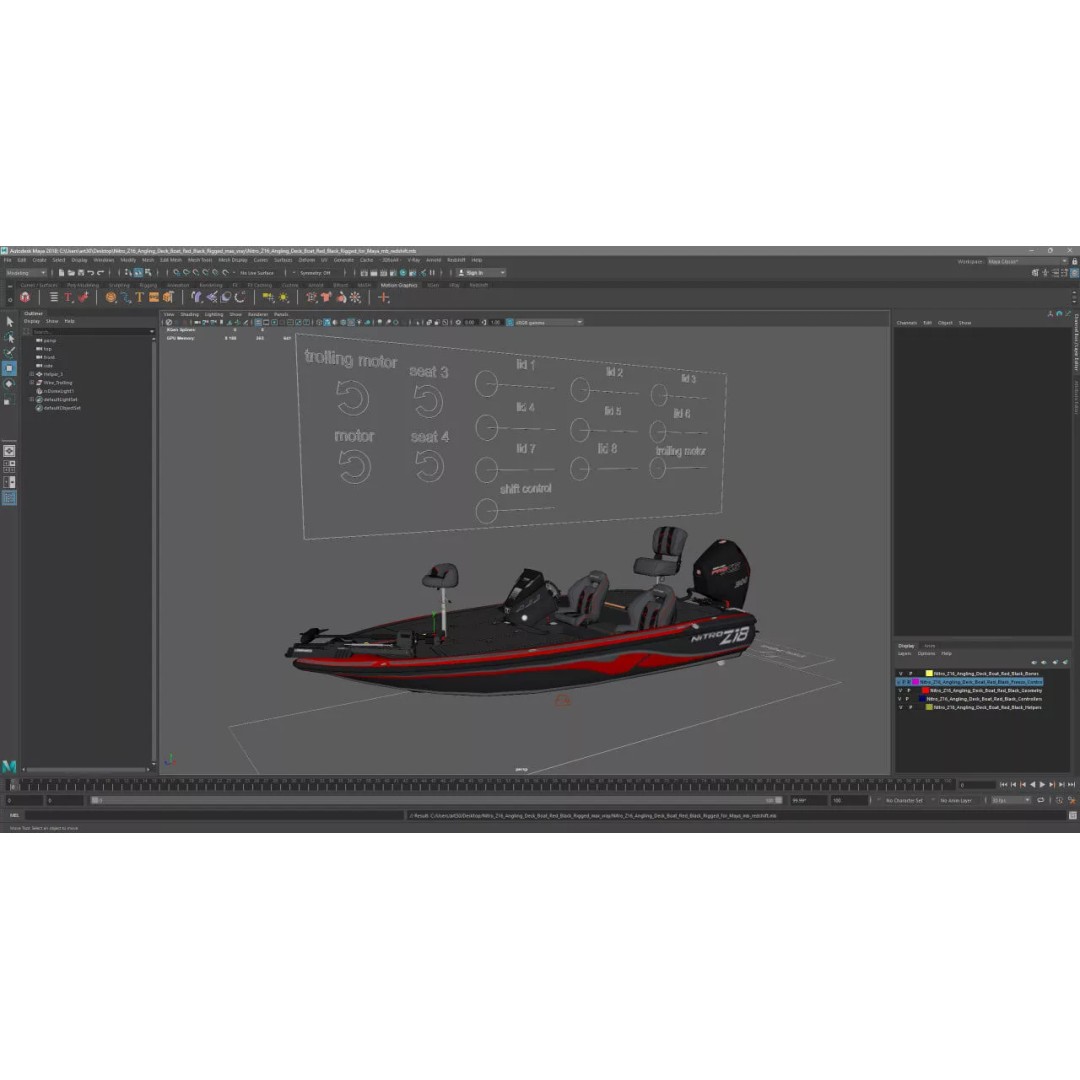 Nitro Z16 Angling Deck Boat 3D Model – Rigged PBR Asset for Maya - View 27