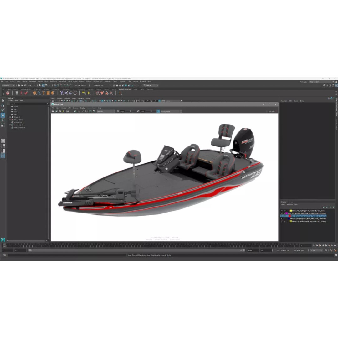 Nitro Z16 Angling Deck Boat 3D Model – Rigged PBR Asset for Maya - View 30