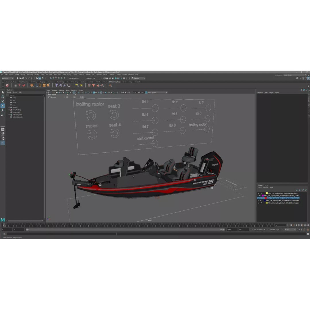 Nitro Z16 Angling Deck Boat 3D Model – Rigged PBR Asset for Maya - View 31