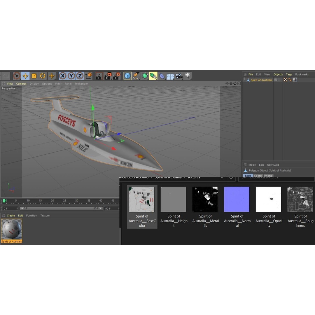 Spirit of Australia 3D Model – Historic Watercraft, PBR Textures, FBX