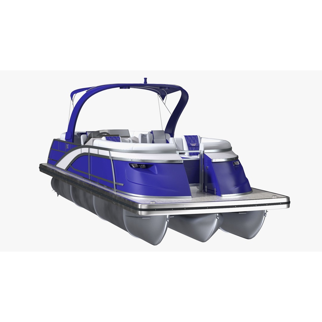 Designer Pontoon Boat 3D Model – High-End Watercraft, PBR Textures, FBX - View 10