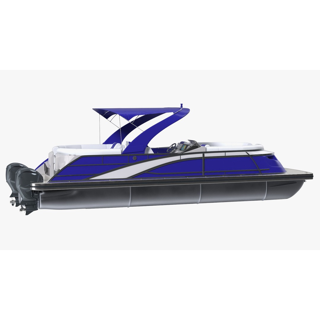 Designer Pontoon Boat 3D Model – High-End Watercraft, PBR Textures, FBX - View 11