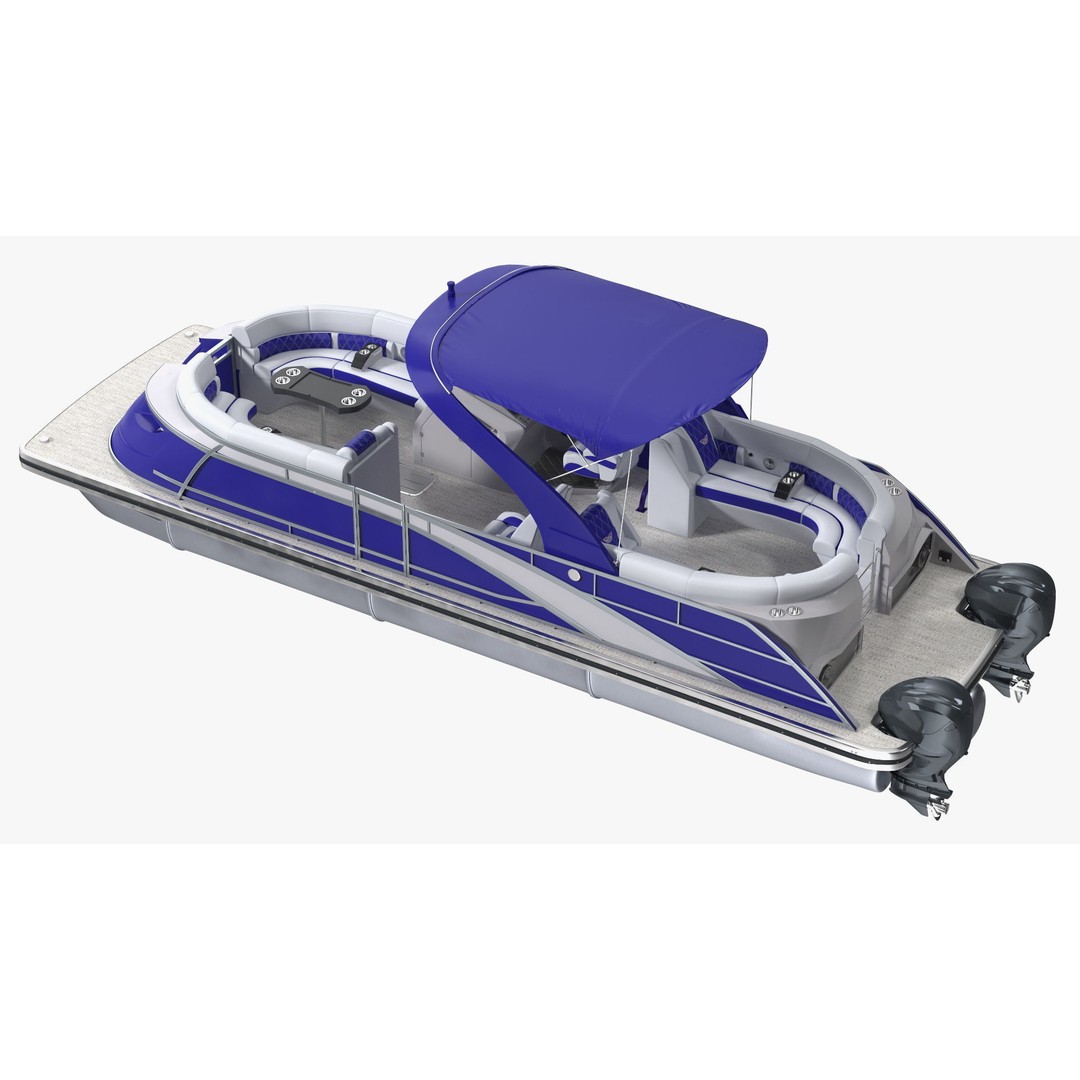 Designer Pontoon Boat 3D Model – High-End Watercraft, PBR Textures, FBX - View 12
