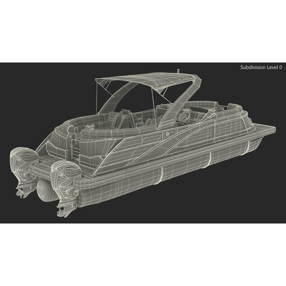 Designer Pontoon Boat 3D Model – High-End Watercraft, PBR Textures, FBX - View 16