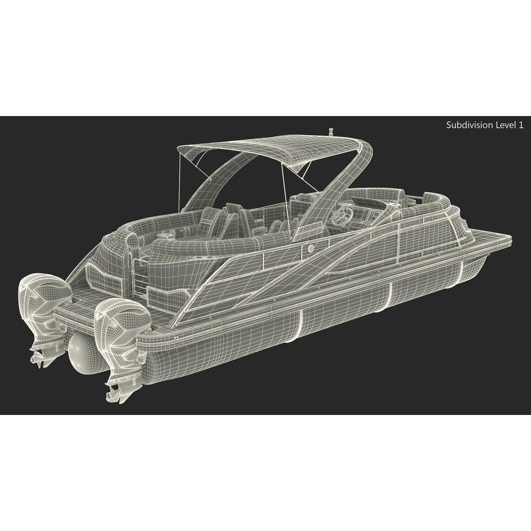 Designer Pontoon Boat 3D Model – High-End Watercraft, PBR Textures, FBX - View 17