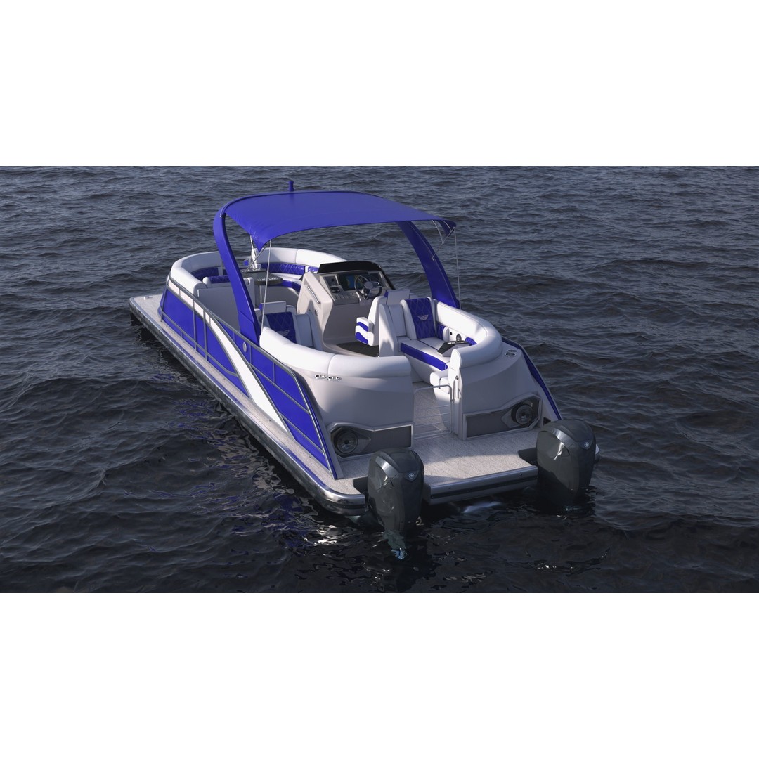 Designer Pontoon Boat 3D Model – High-End Watercraft, PBR Textures, FBX - View 2