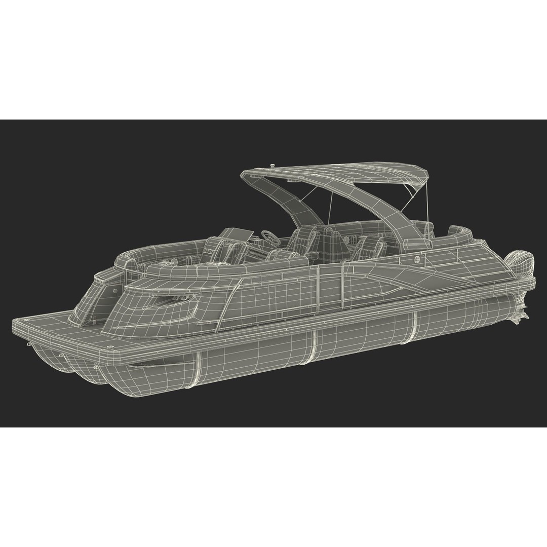 Designer Pontoon Boat 3D Model – High-End Watercraft, PBR Textures, FBX - View 21