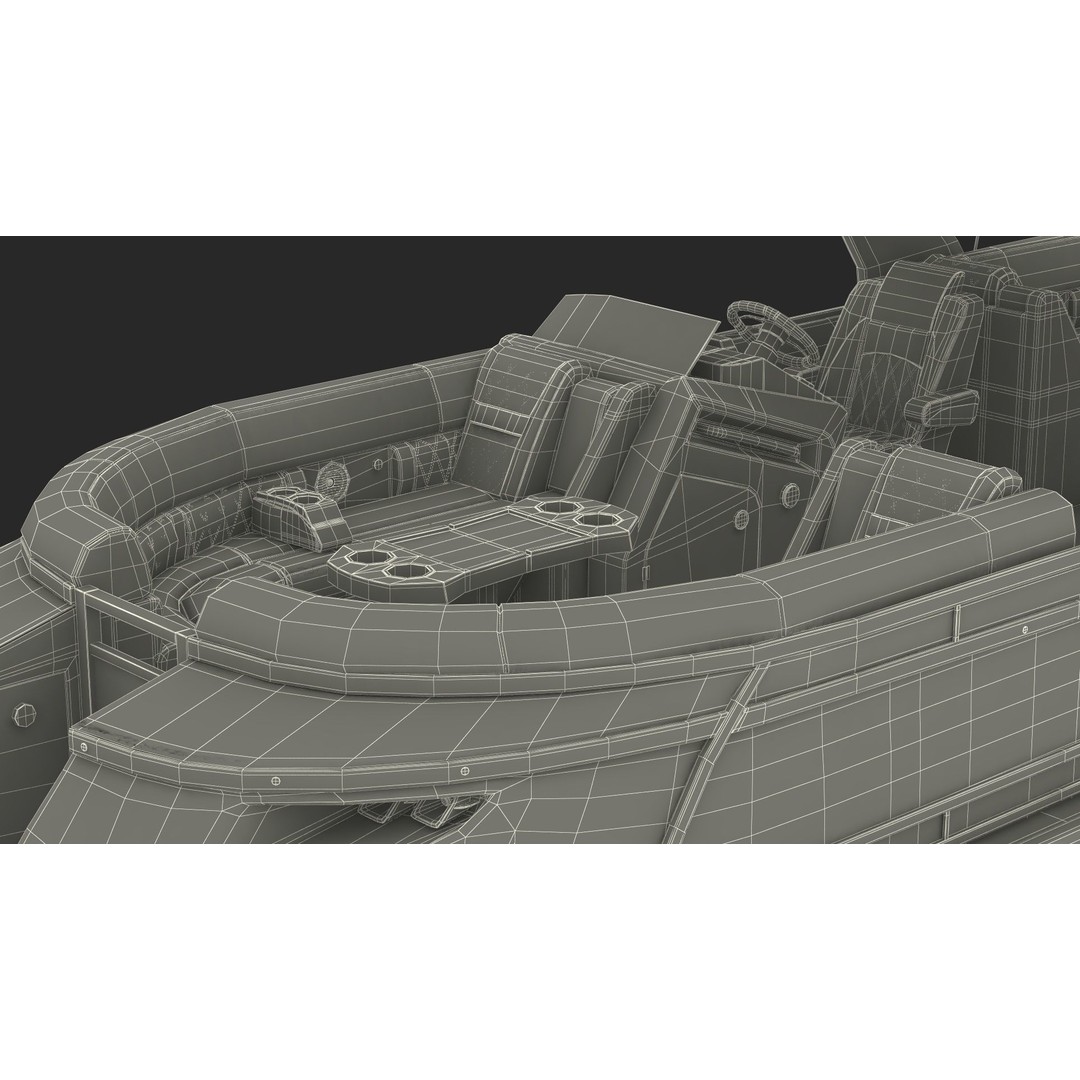 Designer Pontoon Boat 3D Model – High-End Watercraft, PBR Textures, FBX - View 23