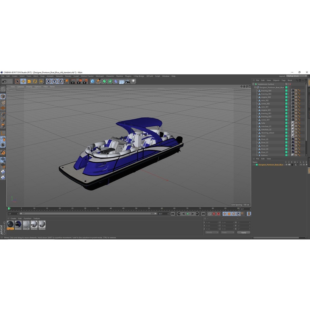 Designer Pontoon Boat 3D Model – High-End Watercraft, PBR Textures, FBX - View 29