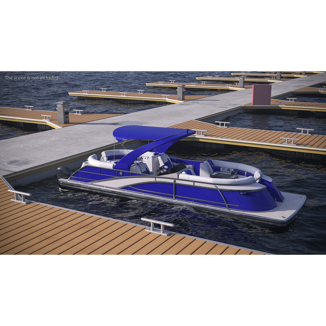 Designer Pontoon Boat 3D Model – High-End Watercraft, PBR Textures, FBX - View 3
