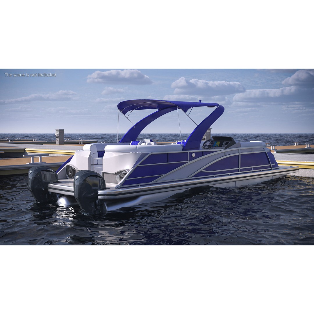 Designer Pontoon Boat 3D Model – High-End Watercraft, PBR Textures, FBX - View 4