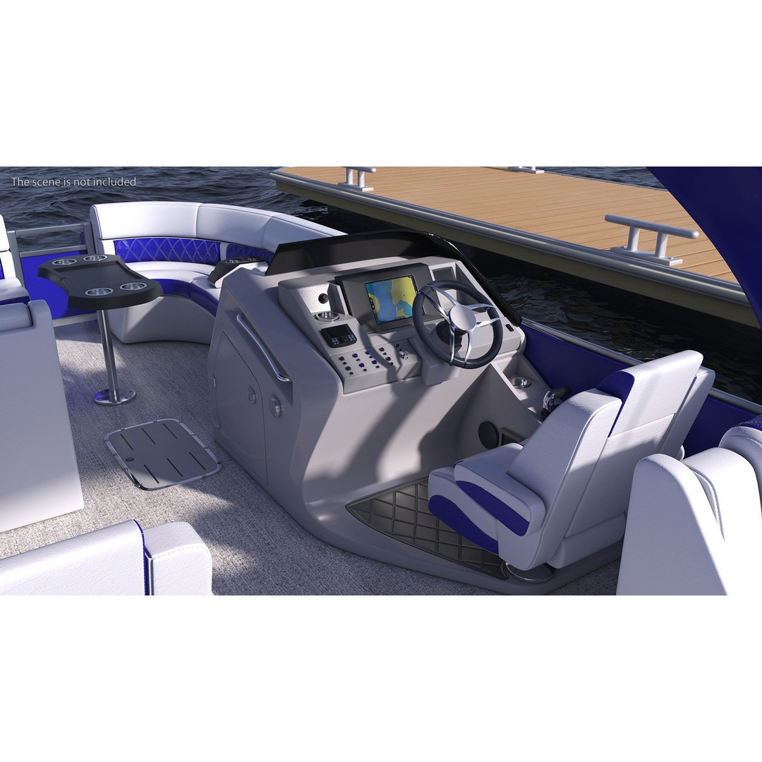 Designer Pontoon Boat 3D Model – High-End Watercraft, PBR Textures, FBX - View 5