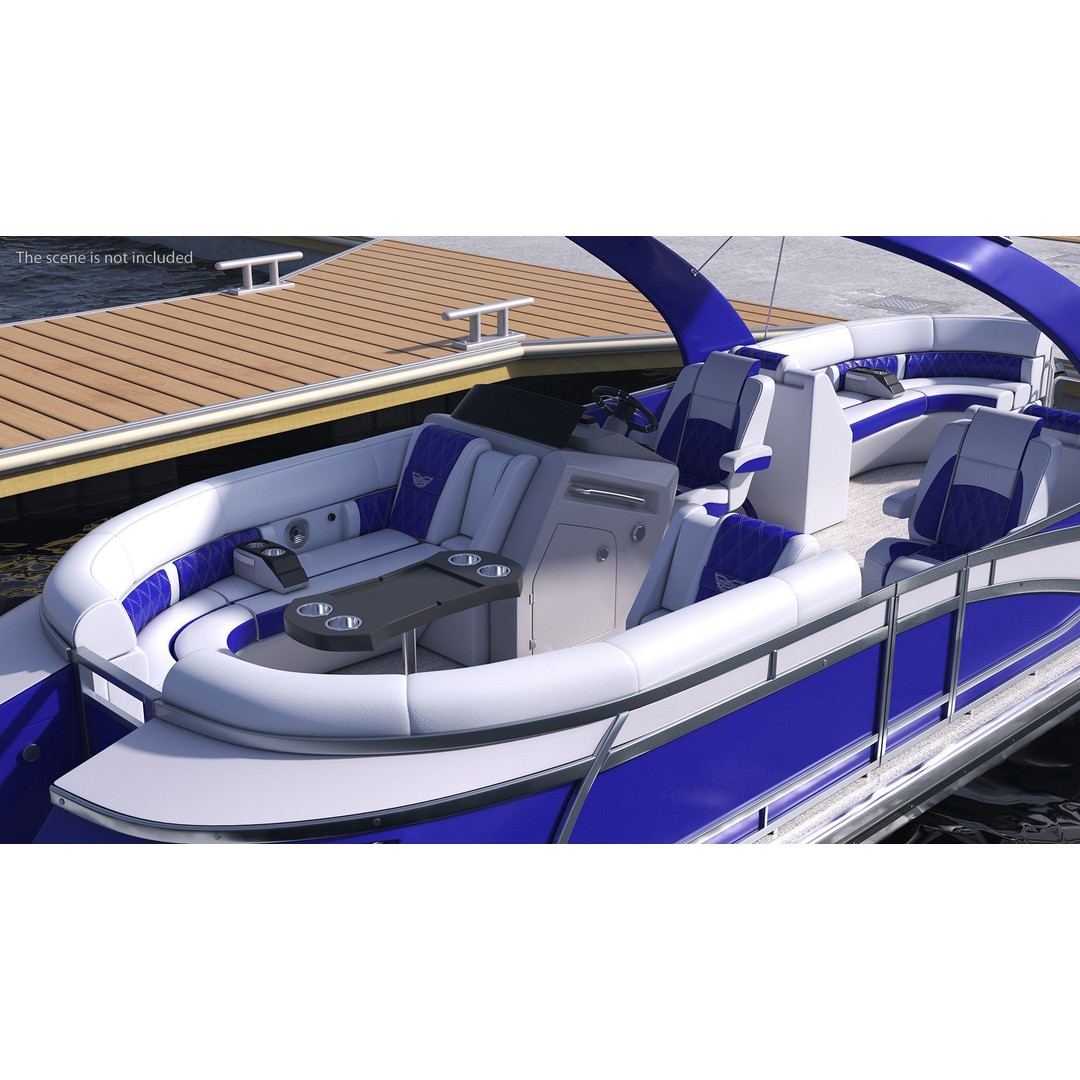 Designer Pontoon Boat 3D Model – High-End Watercraft, PBR Textures, FBX - View 6