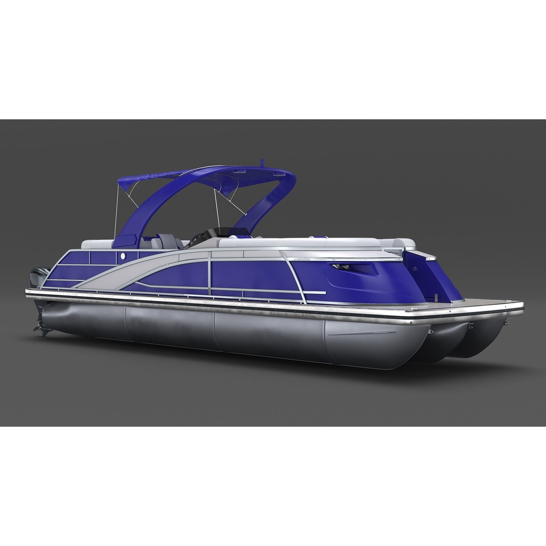 Designer Pontoon Boat 3D Model – High-End Watercraft, PBR Textures, FBX - View 7