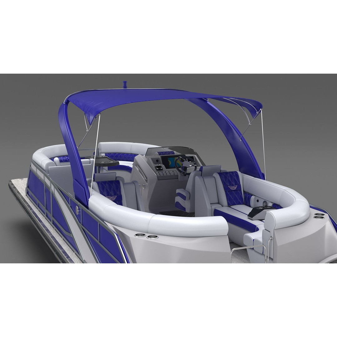 Designer Pontoon Boat 3D Model – High-End Watercraft, PBR Textures, FBX - View 8