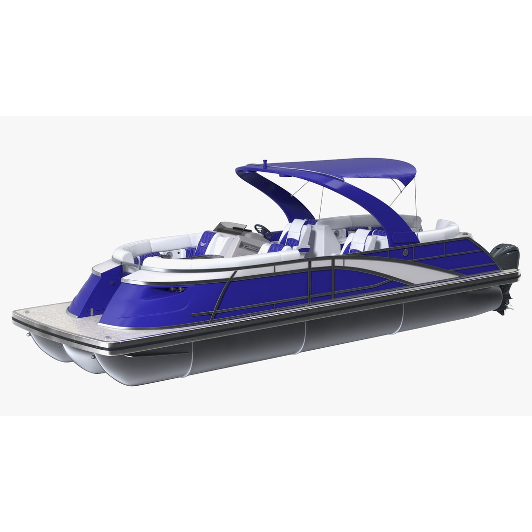 Designer Pontoon Boat 3D Model – High-End Watercraft, PBR Textures, FBX - View 9